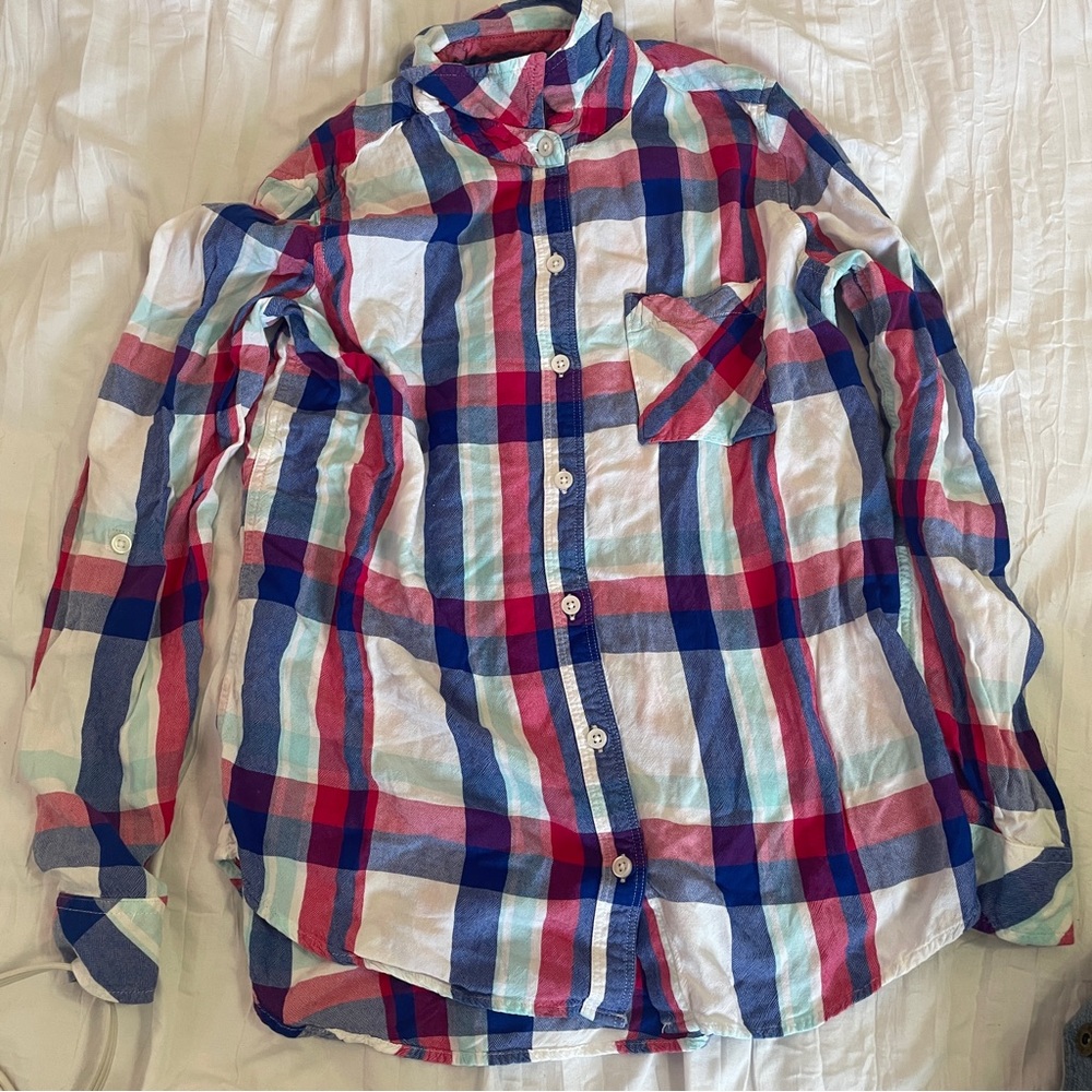 SO Flannel hot pink, royal blue, turquoise, and white